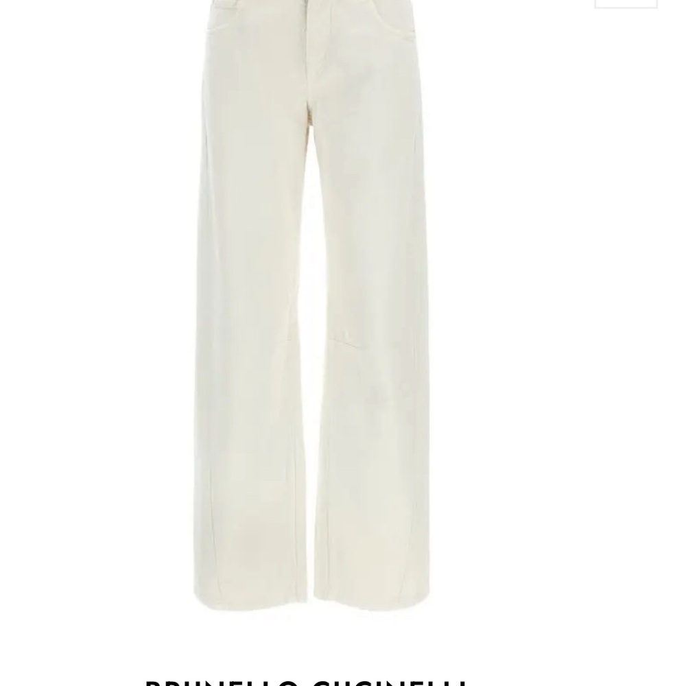 Brunello Cucinelli Cream Wide-Leg Jeans. 
The size fits US jeans 27.